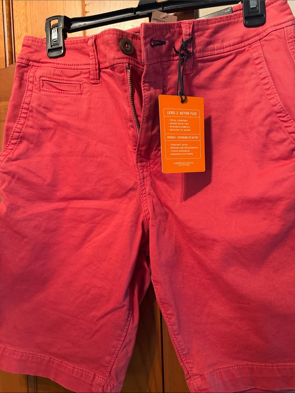 American Eagle Outfitters Coral-Red Flat Front Men's Shorts